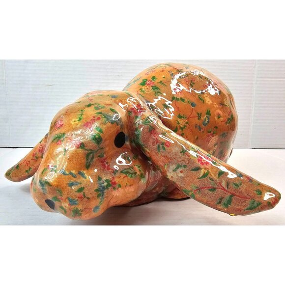 Vtg Decoupage Floral Pattern Bunny Figurine Vintage Farmhouse Country Style USA - Picture 2 of 12